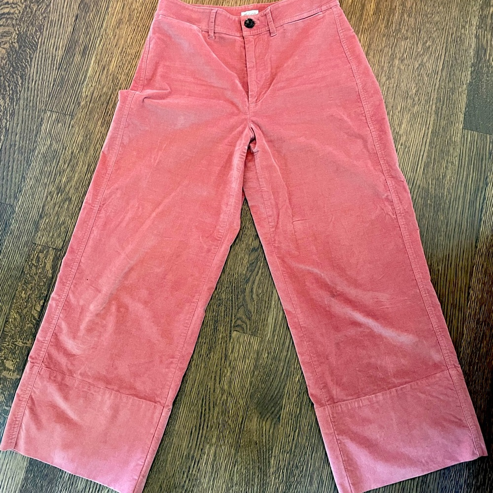 Madewell Slim Emmett Wide Leg Crop Corduroy Edition Rose Dusty pink